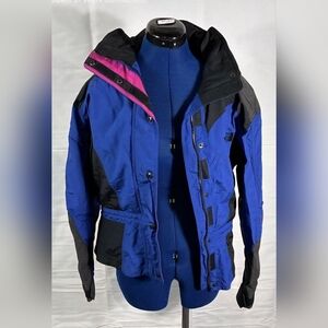 Vintage The North Face 90s Colorblock Ski Jacket Womens Size 6 Blue Black Hooded